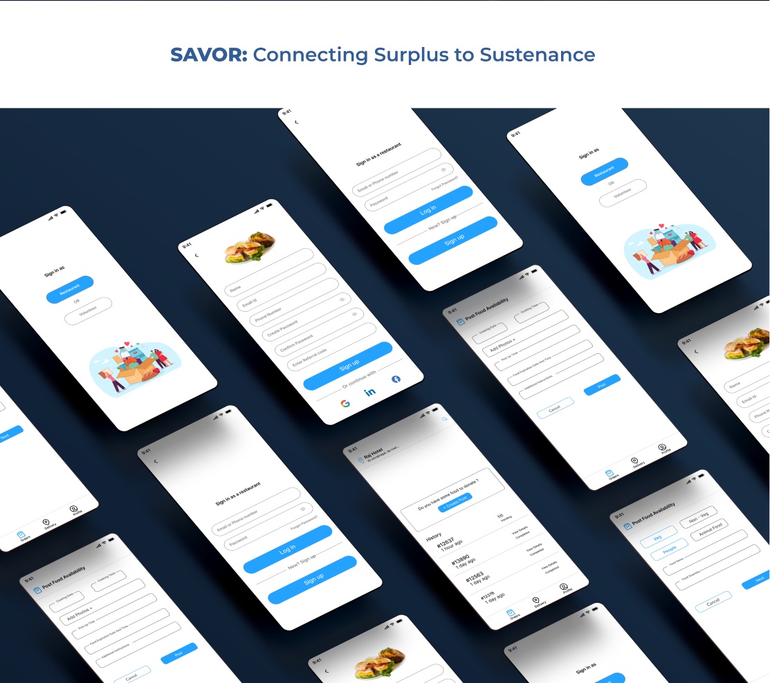 Final SAVOR screens angled in perspective over a dark background